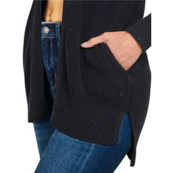 ✨NWT Zenana‎ Eyelet Open Sweater Cardigan with Pockets - Picture 2 of 3